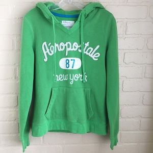 Aeropostale Green Hooded Sweatshirt Large Women's